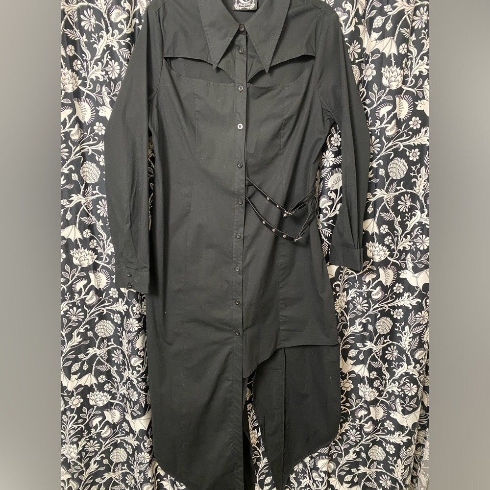 Killstar Asymmetric Cut Out Button Up